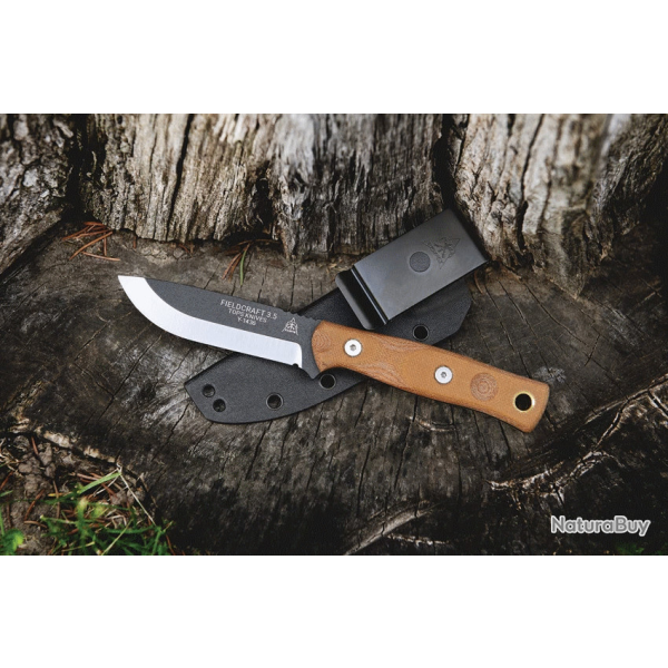 Couteau de Survie TOPS Fieldcraft 3.5 Lame Acier Carbone 1095 Micarta Etui Kydex USA TPMBROS01SF