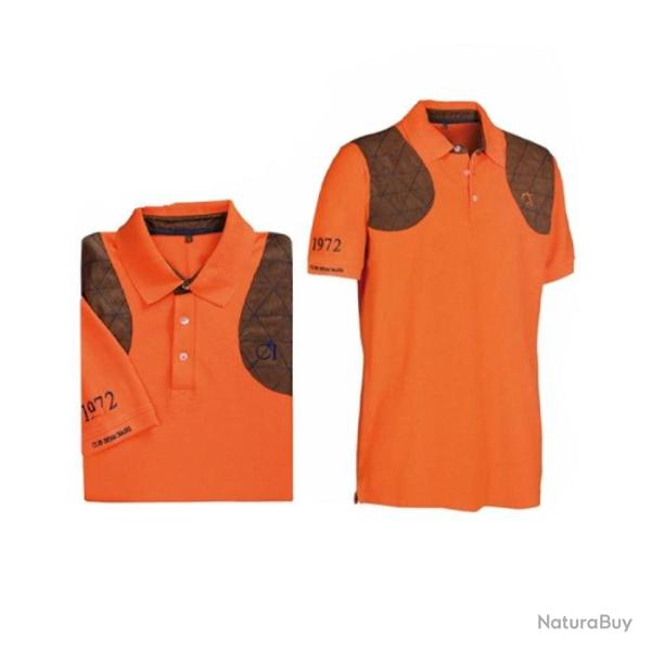 Polo de chasse Club Interchasse Hubert sans broderie Bleu / S - Orange / 2X