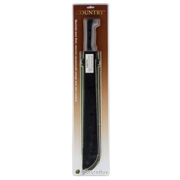 MACHETTE AVEC DOS SCIES ET �TUI TOILE Lame Acier Inox Noir Country 45cmx57cmx0.2cm 500g