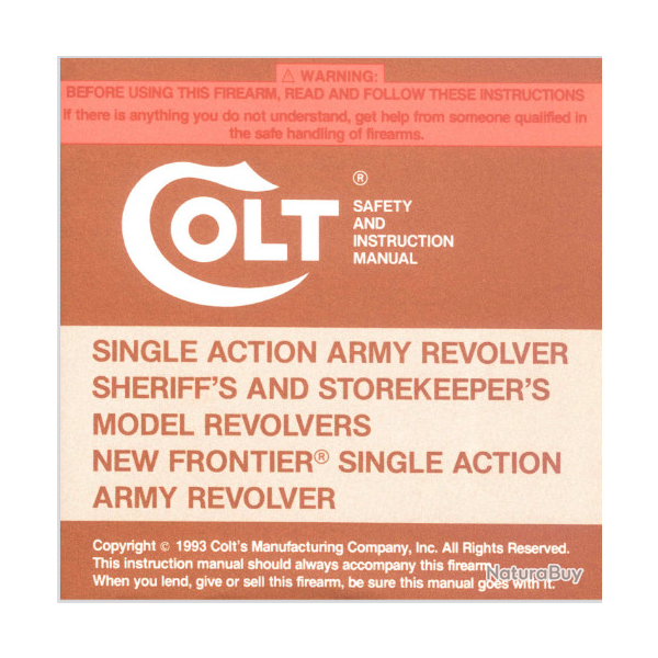 MODE D'EMPLOI COLT SAA