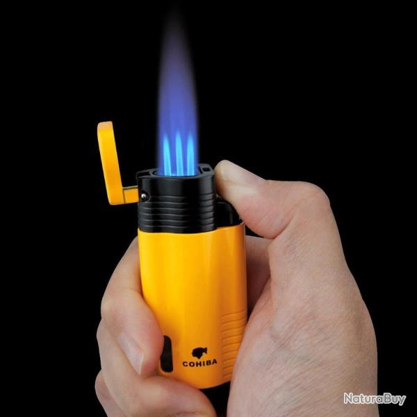 Briquet Chalumeau Cigare Cohiba 3 Torches, Couleur: Jaune