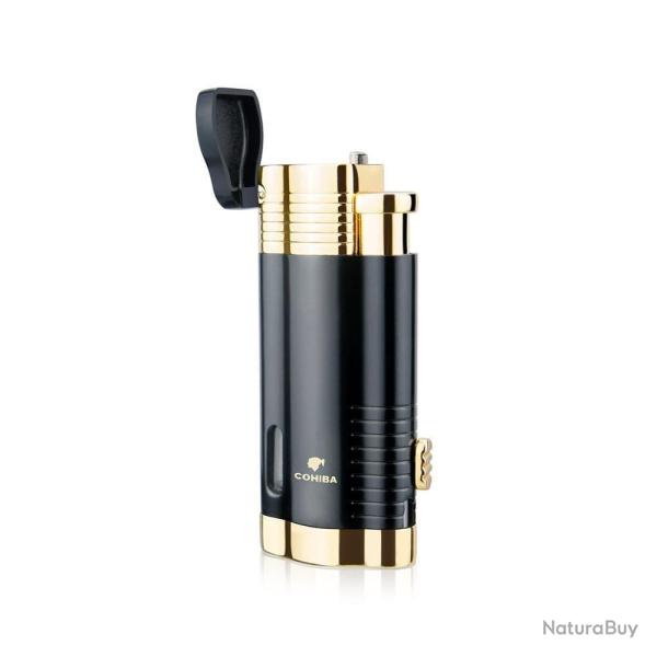 Briquet Chalumeau Cigare Cohiba 3 Torches, Couleur: Noir
