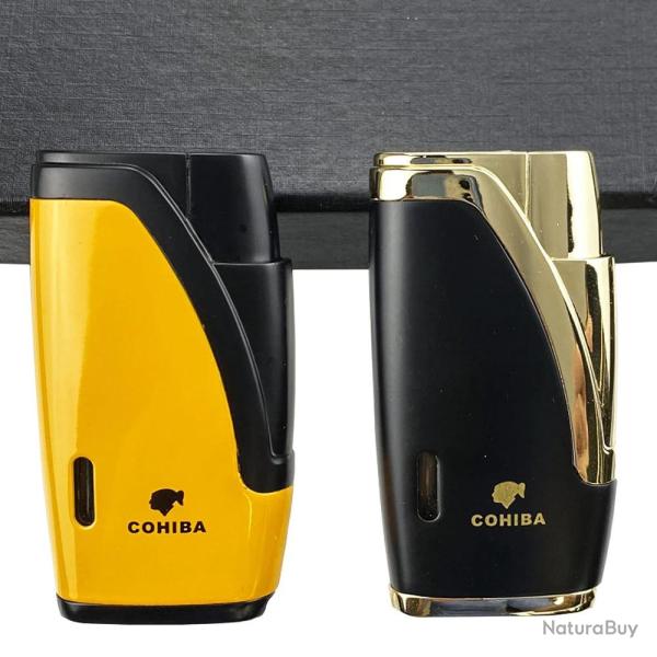 Briquet Chalumeau Cigare Cohiba 2 Torche, Couleur: Jaune