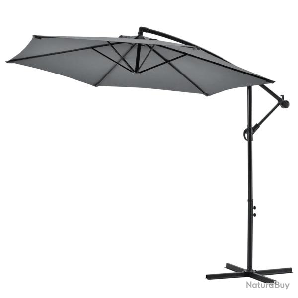 Parasol d�port� hexagonal avec manivelle inclinable imperm�able UV diam�tre 270 cm gris 03_0005912