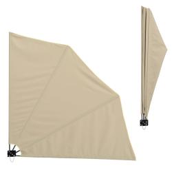 Auvent lat&eacute;ral parasol mural protection du soleil polyester beige 160cm x 160cm 03_0003080