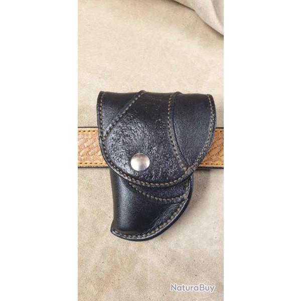 Holster en cuir doubl� 6.35mm de ceinture gaucher