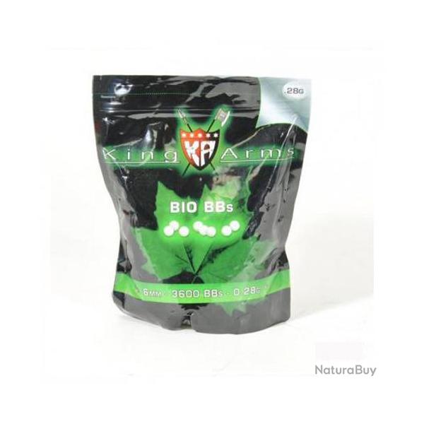 KA-BB-06-WH, Sac 3600 Billes Airsoft Biod�gradables 0.28g King Arms