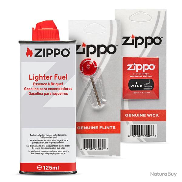 Kit entretien light pour Briquet Zippo avec Recharge Essence, M�che et pierres a briquet