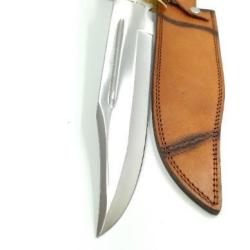 Livraison pour Noël Couteau Bowie 43 CM Manche Pakkawood Lame Acier Etui Cuir