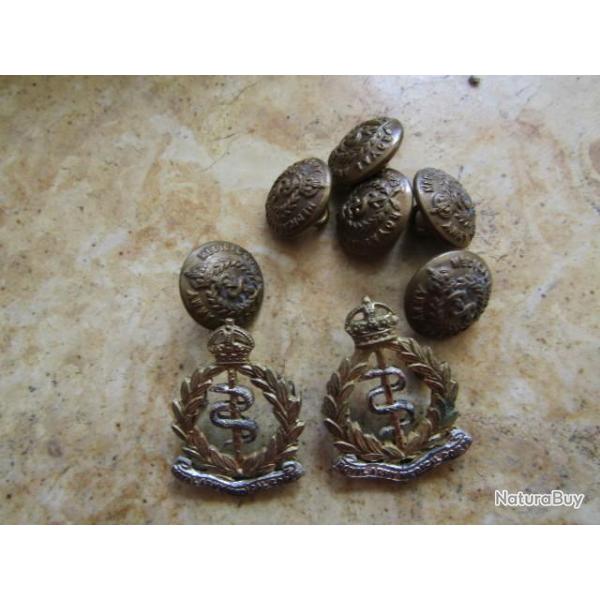 coins col royal army medical corps 6 boutons Britannique Anglais  ww1 ww2 premi�re seconde guerre