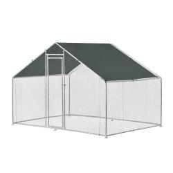 Enclos ext&eacute;rieur voli&egrave;re cage pour animaux avec serrure armature acier galvanis&eacute; 3 x 2 x 2 m argent