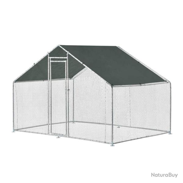 Enclos extrieur volire cage pour animaux avec serrure armature acier galvanis 3 x 2 x 2 m argent