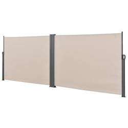 Double brise-soleil pare-soleil garde-vue m&eacute;tal et polyester 160 x (2 x 300) cm beige 03_0001633