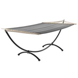 Hamac avec cadre coton polyester m&eacute;tal fritt&eacute; 220 cm gris noir 03_0002173