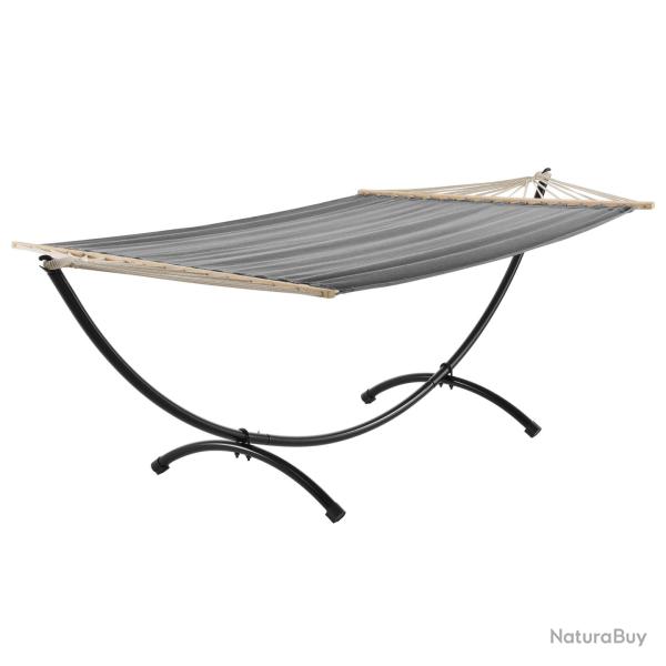 Hamac avec cadre coton polyester mtal fritt 220 cm gris noir 03_0002173