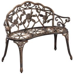 Banc de jardin chaise de jardin fonte r&eacute;sistant 100 cm fonte couleur bronze 03_0001008