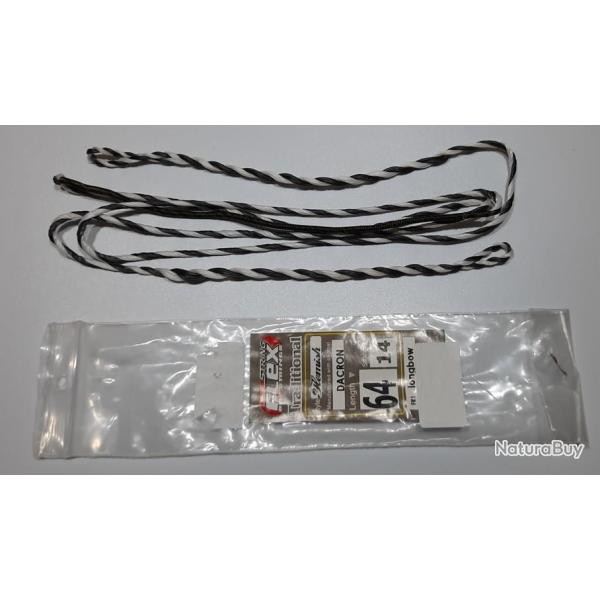 Corde Dacron Flemish Tressee Bi-Couleur Flex Archery 155cm 64-14