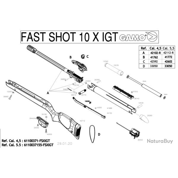34190 - Gamo Rondelle de Crosse Fast Shot 10x IGT 4.5 mm