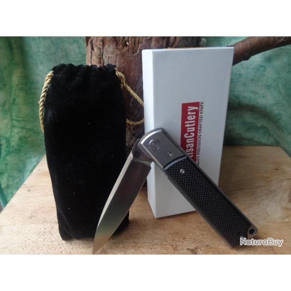 Couteau Artisan Classic Lame Acier D2 Manche G-10 IKBS Linerlock Clip ATZ1802PBKF