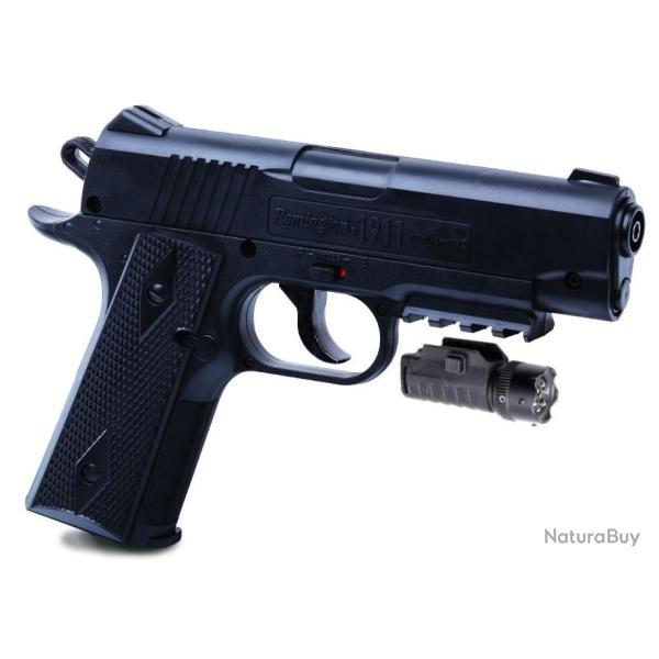 Pistolet Crosman Remington R1911 CO2 4.5 mm BBS + lampe laser ASG