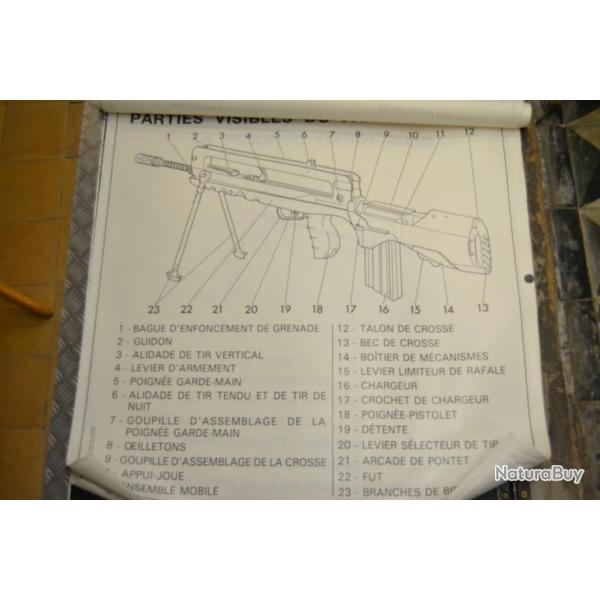 Affiches d'instruction FAMAS Arme Franaise, annes 1980 Affiche AV.FA.ECPA photo cinma des armes