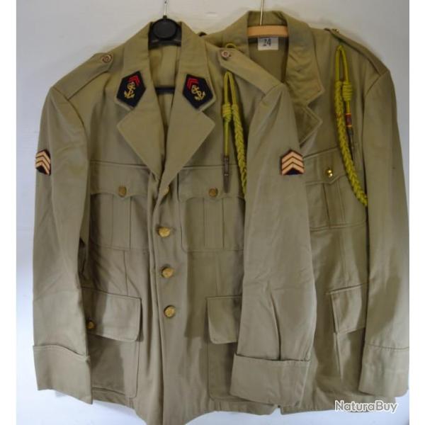 Lot x 2 veste troupes de marine TDM Arm�e Fran�aise, uniforme Alg�rie ? Fourrag�re