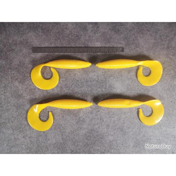Lot de 4 Leurres Souples Jaune 16 cm 28 gr
