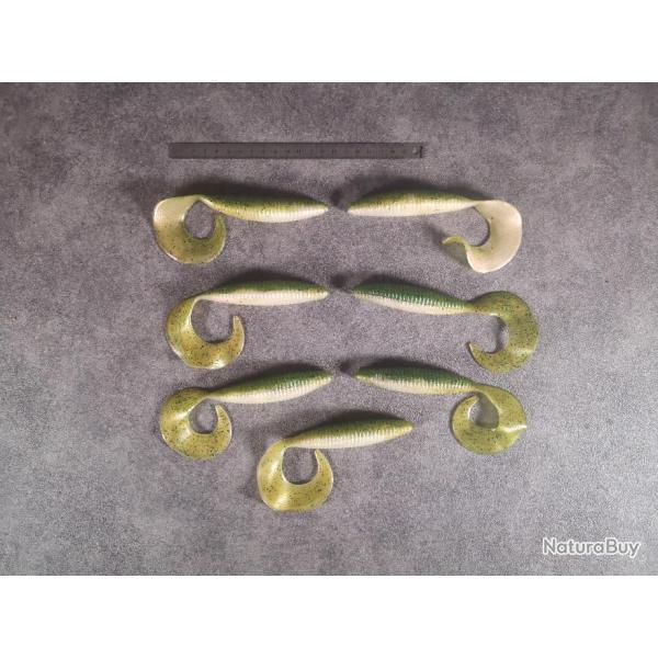 Lot de 4 Leurres Souples Vert/Blanc 14 cm 28 gr