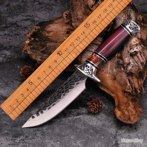 PEGASI   couteau tactique droit forg  la main, manche noir tranchant  LIVRAISON GRATUITE !!!