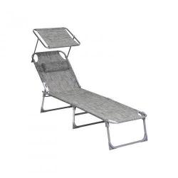 Chaise longue bain de soleil transat de relaxation avec appui t&ecirc;te dossier et parasol inclinables l