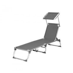 Chaise longue bain de soleil transat de relaxation avec dossiers et parasol inclinables pliable l&eacute;g