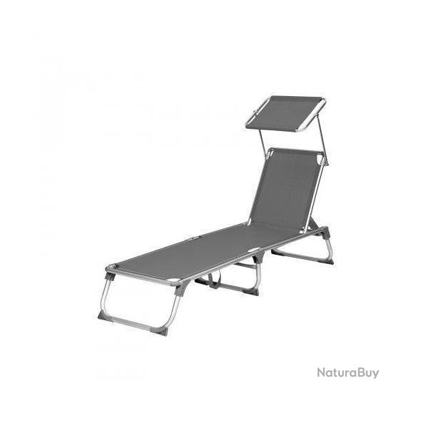 Chaise longue bain de soleil transat de relaxation avec dossiers et parasol inclinables pliable l�g