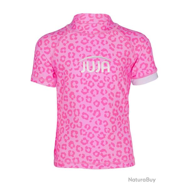 T-shirt anti-UV pour filles - manches courtes Leopard Rose, JUJA Rose 110-116cm