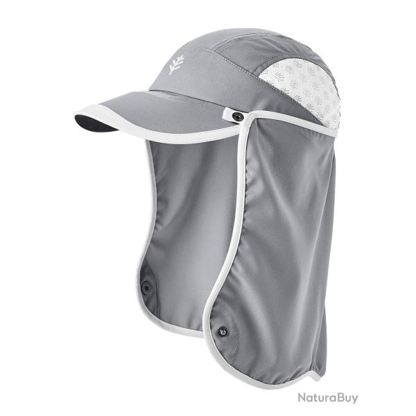 Casquette sport anti UV avec prot�ge nuque pour enfant - Agilit� - Acier Gris / Blanc Gris S/M