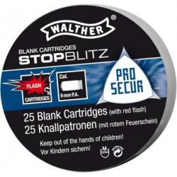 CART. &Agrave; BLANC WALTHER STOP BLITZ FLASH CAL. 9 MM PAK BTE 25