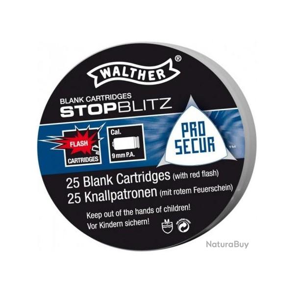 CART. � BLANC WALTHER STOP BLITZ FLASH CAL. 9 MM PAK BTE 25