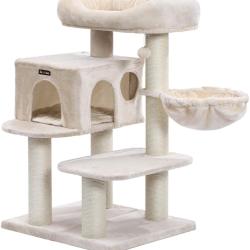 Arbre &agrave; chat avec plate forme d'observation hamac grande grotte troncs &eacute;pais en sisal stable 112 cm