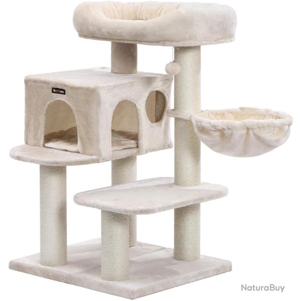 Arbre � chat avec plate forme d'observation hamac grande grotte troncs �pais en sisal stable 112 cm