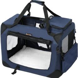 Sac de transport pour chien caisse pliable pour chien bleu 60 x 40 x 40 cm 12_0000951