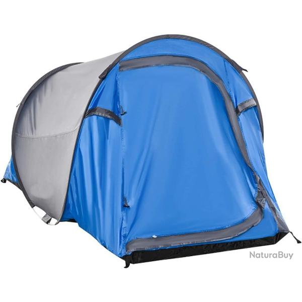Tente de camping 220 x 108 x 110 cm - Bleu et gris - LIVRAISON GRATUITE ET RAPIDE