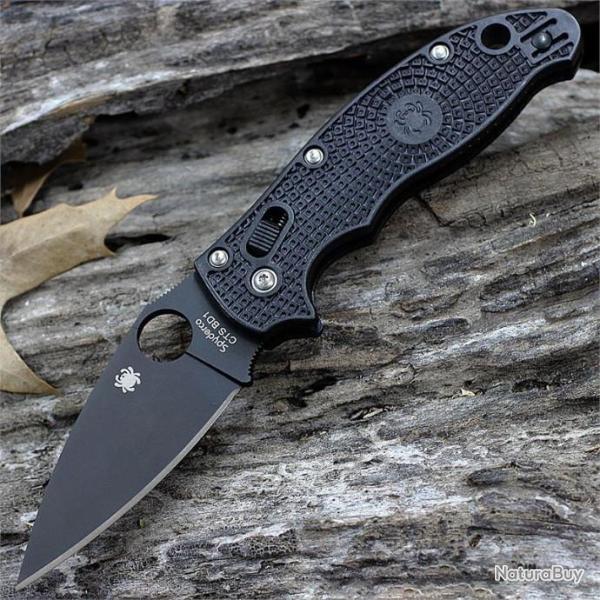 Couteau Spyderco Manix 2 Black Lightweight Folder Lame CTS BD1 Manche FRN-CP Made USA SC101PBBK2