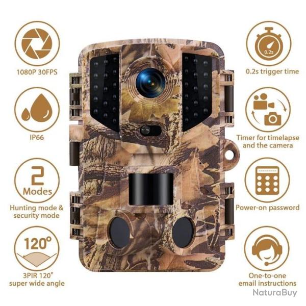 Camra de chasse sans fil PR900, 20mp, 1080P, 120 degrs LIVRAISON GRATUITE
