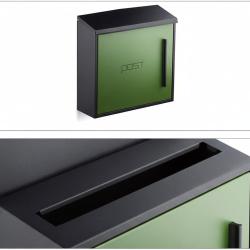 Bo&icirc;te aux lettres murale moderne en acier bicolore design 35 cm noir vert 13_0000471_2