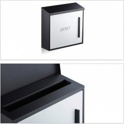 Bo&icirc;te aux lettres murale moderne en acier bicolore design 35 cm noir blanc 13_0000471_3