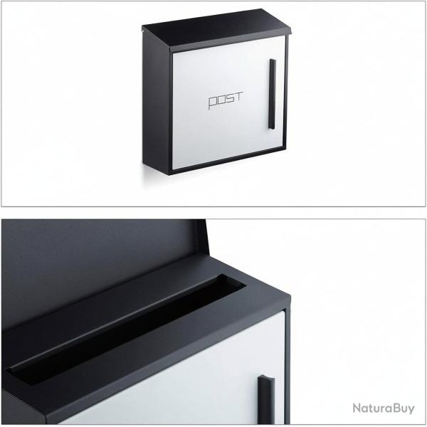 Bo�te aux lettres murale moderne en acier bicolore design 35 cm noir blanc 13_0000471_3