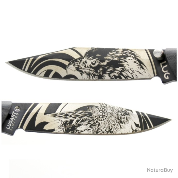 Couteau C63 AIGLE BLACK TITANIUM manche G10 Noir, liner-lock, couteau LUG