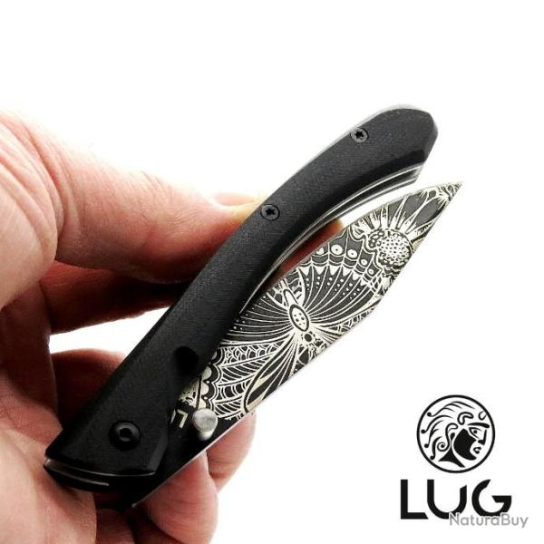 Couteau C63 FLEURS SUMMER BLACK TITANIUM manche G10 Noir, liner-lock, couteau LUG