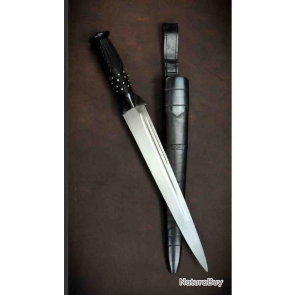 Dague Cold Steel Scottish Dirk Sword Lame Acier Carbone 1055 Manche Bois Etui Cuir CS88SD