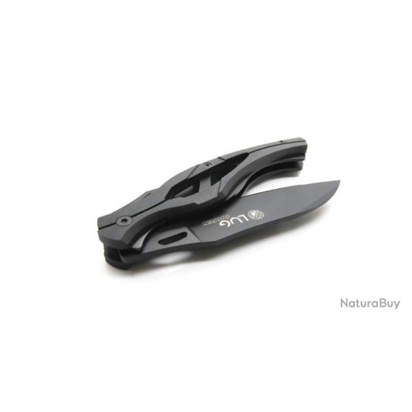 Couteau RAVEN manche G10 Noir,, finition Black Titanium, liner-lock, couteau LUG
