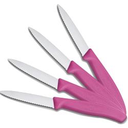 Pack 4 couteaux de table dentel&eacute; rose VICTORINOX